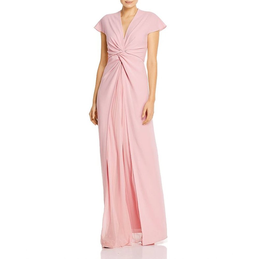 PAULE KA  Pleated Mousseline-inset Twist Detail Gown